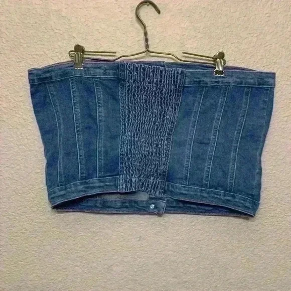 Denim TubeTop sz XL fall winter western cowgirlcore cowgirl 90s y2k button up - Picture 4 of 5
